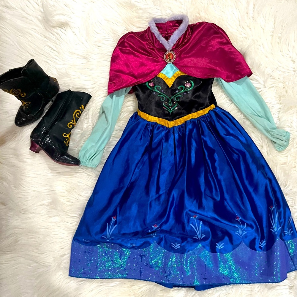 Girls' sz 5/6 Anna "Frozen" dress w/ matching boots $45 Halloween costume